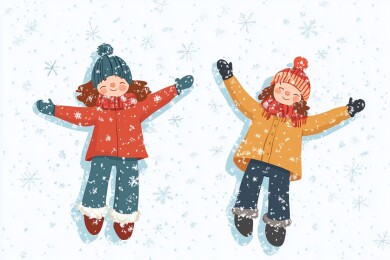 小朋友冬天玩雪