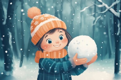 小朋友冬天玩雪