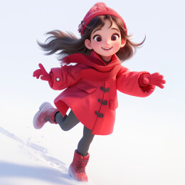 冬天服饰的女生立体插画