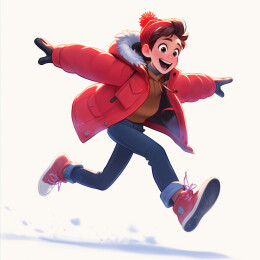 冬天服饰的男生立体插画