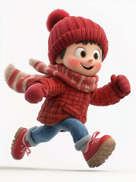 冬天服饰的男生立体插画