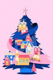 圣诞节圣诞树矢量插画