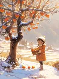 二十四节气冬天人物插画