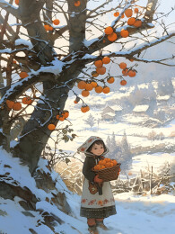 二十四节气冬天人物插画