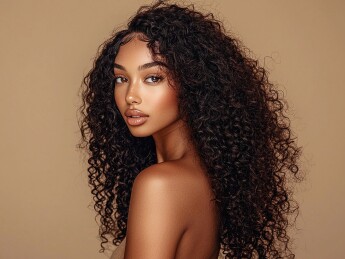 长波浪卷发的女性模特