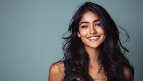 美丽的黑色长发造型女模特