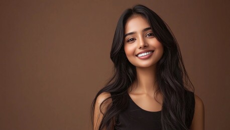 美丽的黑色长发造型女模特