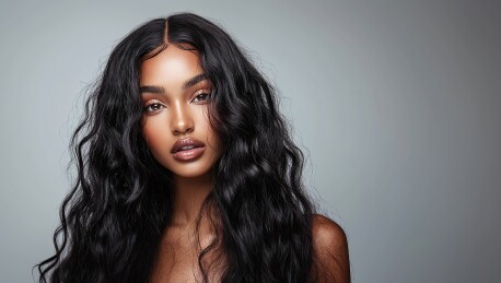 长波浪卷发的女性模特