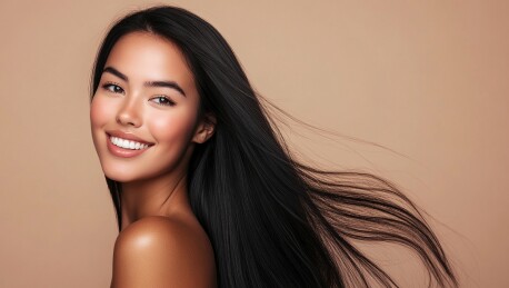 可爱迷人的年轻女性发型模特