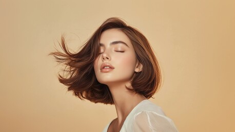 散发魅力的棕色短发女性模特