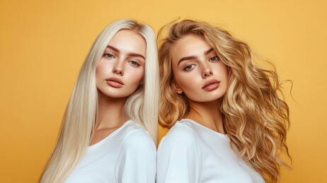 两种不同头发造型的女性对比