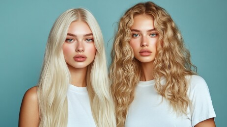 两种不同头发造型的女性对比