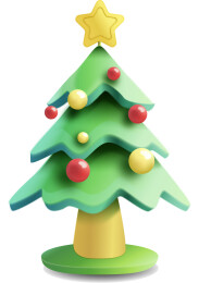 3D卡通简约矢量圣诞树