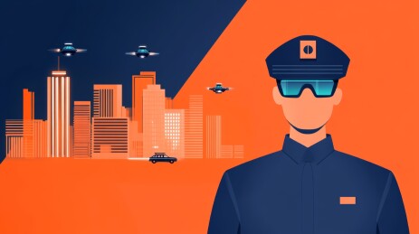 未来城市警察与无人驾驶交通工具