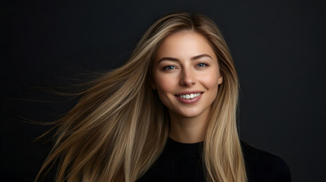 美丽微笑着的金色长发女模特