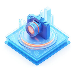 科技行业3D毛玻璃质感图标