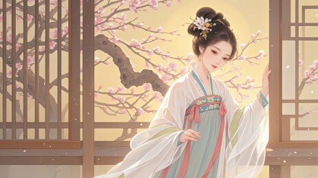 春日少女的温柔侧影