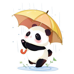 撑伞的熊猫
