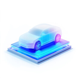 白色背景下蓝色玩具车的特写镜头