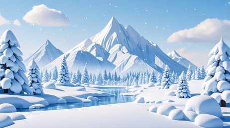 冬季雪山峡谷风光