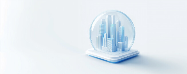 科技蓝色3D毛玻璃智慧城市图标