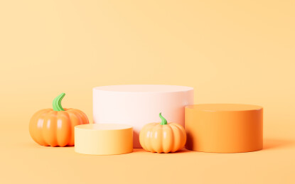 卡通南瓜和产品展台模型3D渲染