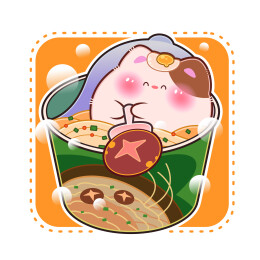 泡面卡通猫咪小动物插画