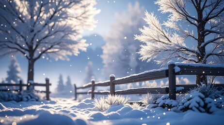 冬日雪景的宁静