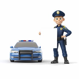 卡通职业警察警察车