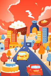 出行美食矢量插画