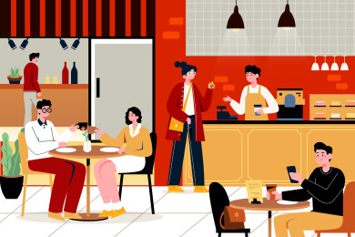 奶茶咖啡美食矢量插画