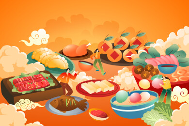 美食餐饮中国风矢量插画