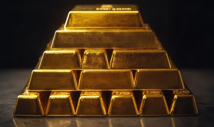 金色金条堆叠展现奢华财富