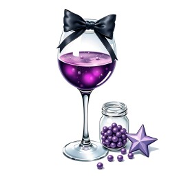 系黑蝴蝶结的紫色饮品与装饰