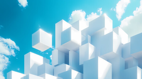 白云和几何立体方形3D立体背景