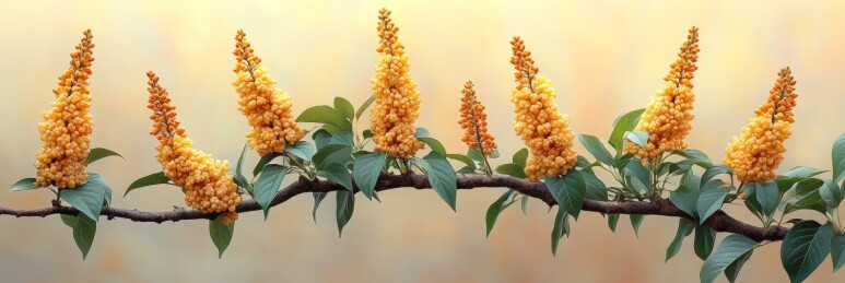 黄花朵于浅色背景绽放