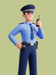 卡通警察执勤形象图
