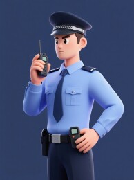 卡通警察执勤形象