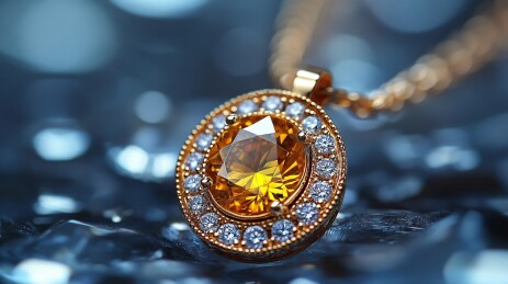 精美黄钻项链吊坠