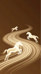 马年金色抽象光线插画