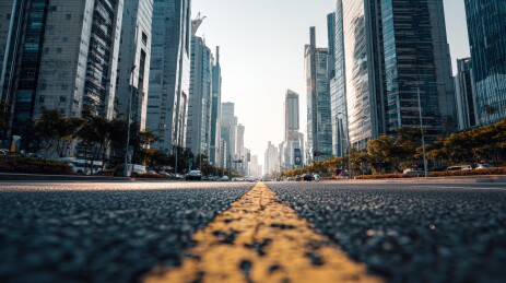 现代都市街道全景