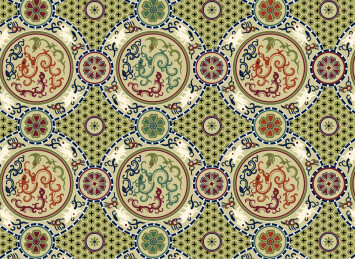 明代装帧经皮上的夔龙毬路纹