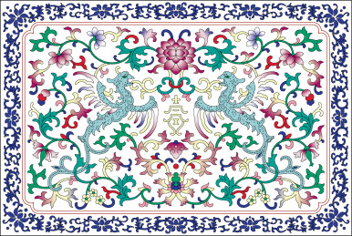 清代粉彩瓷板上的穿花夔凤寿字