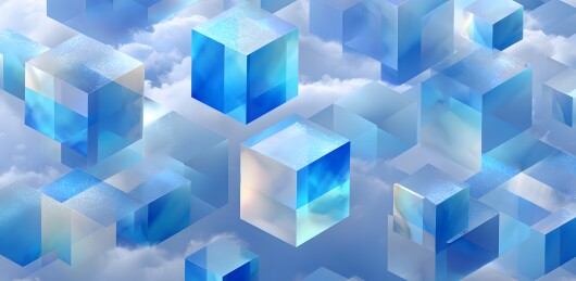 蓝色立方体云层意境图