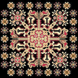 近现代贵州苗族挑花拼花上的灯笼花纹