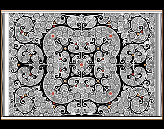 贵州苗族女子蜡染刺绣背带上的几何鸟纹