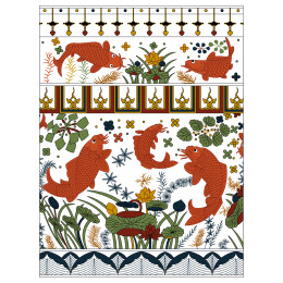 明代五彩盖罐上的鱼藻纹