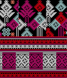 广西盘瑶女子头帕上的树纹