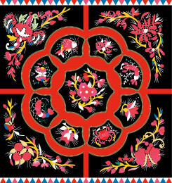 广西壮族背带上的花鸟鱼纹