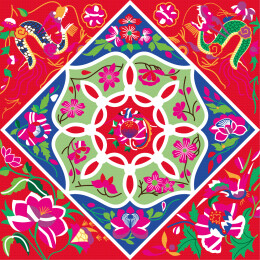 广西壮族背带上的花卉龙纹